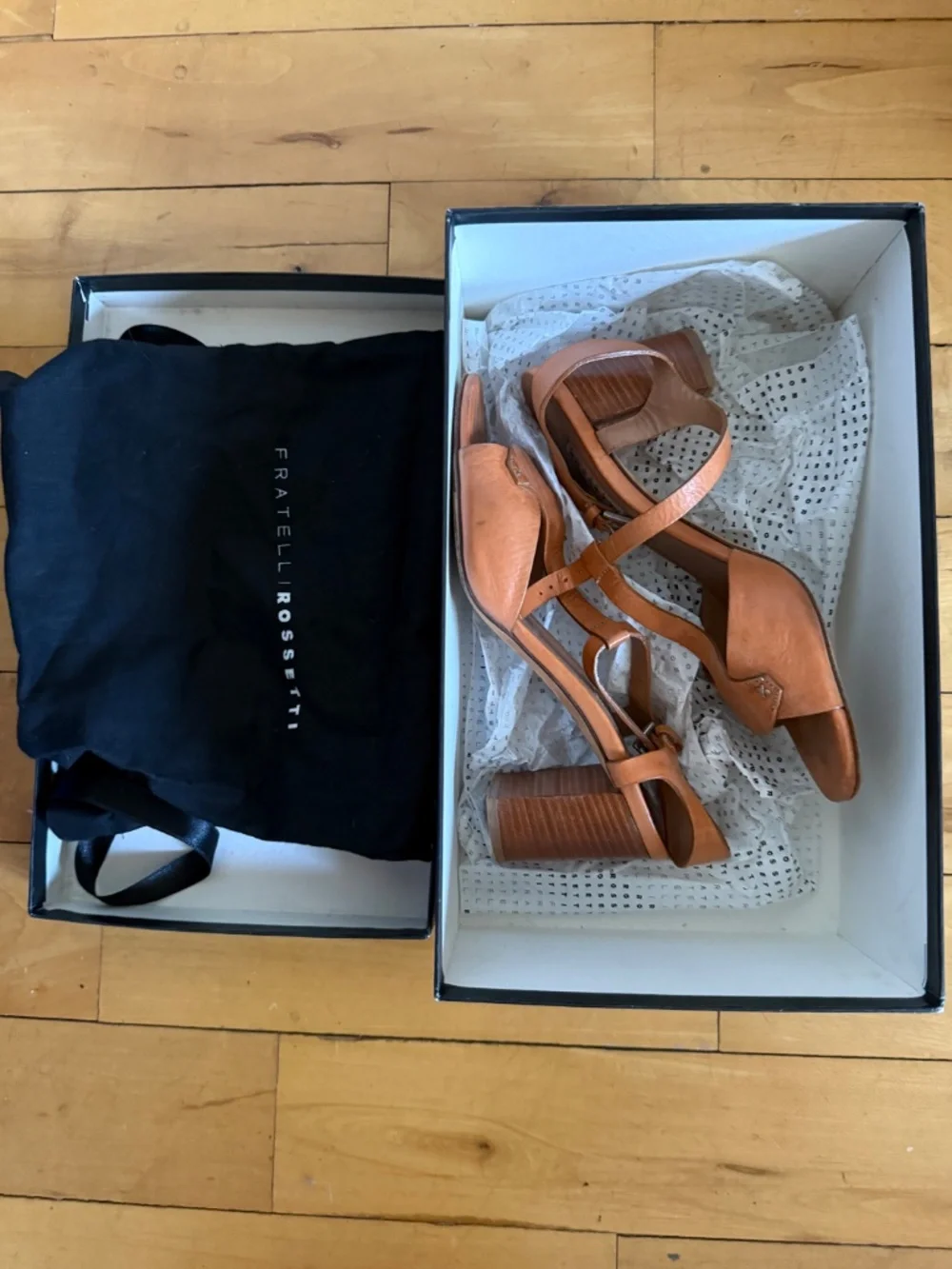 Fratelli Rossetti Siviglia Cognac Leather T-Strap Sandals sz 36